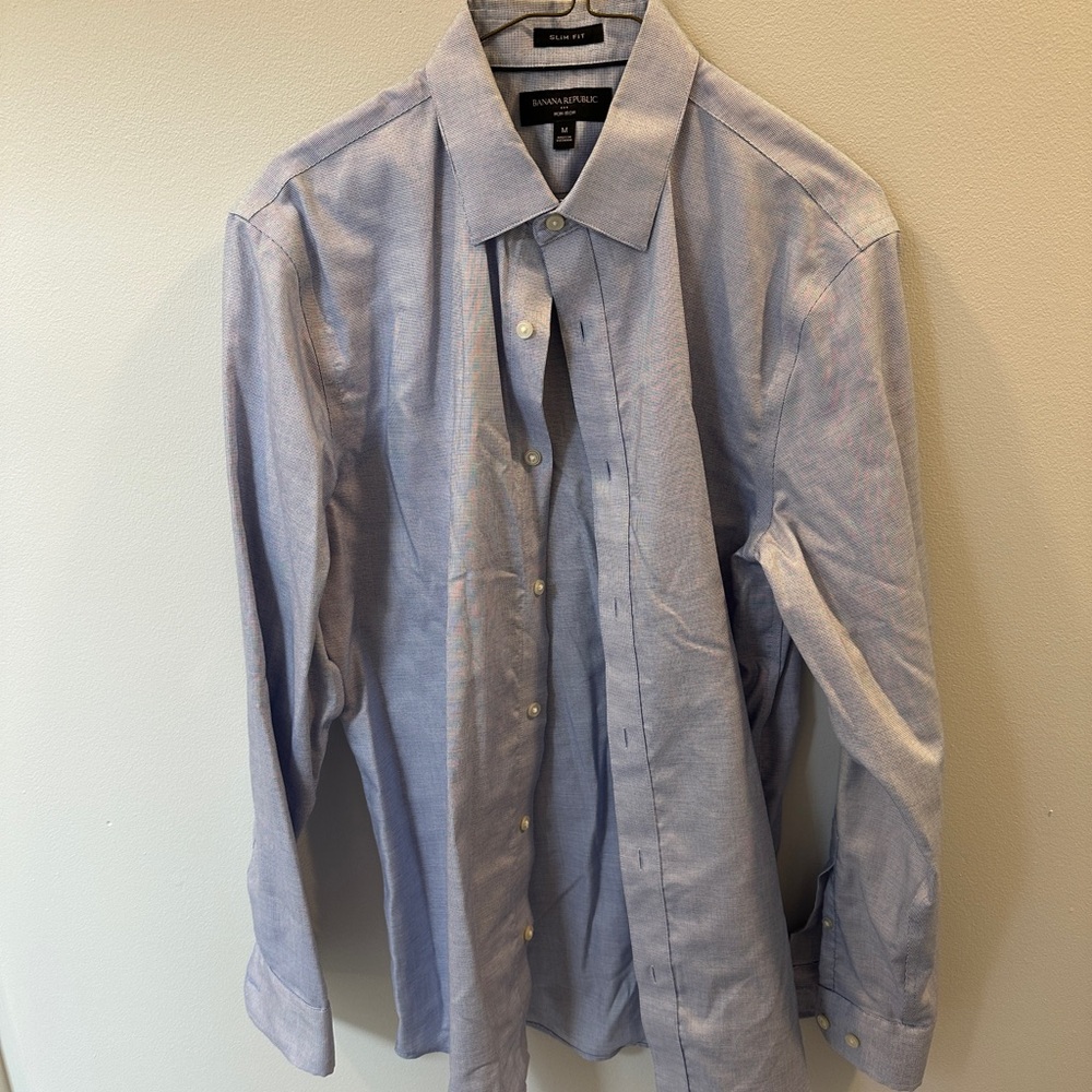 Banana Republic Blue Dress Shirt Non Iron Slim Fit